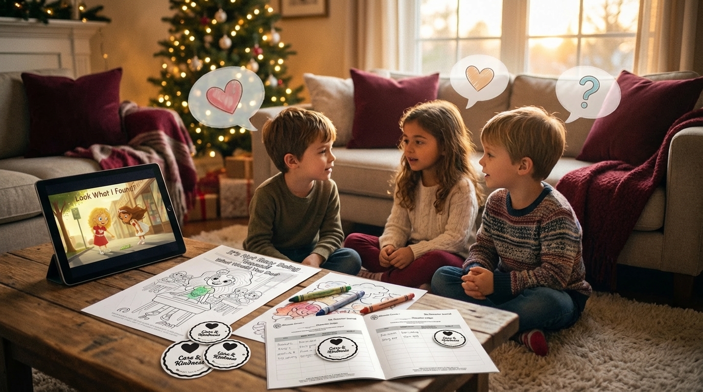 Kids talking together after listening to a Sweet Sadie Mae story