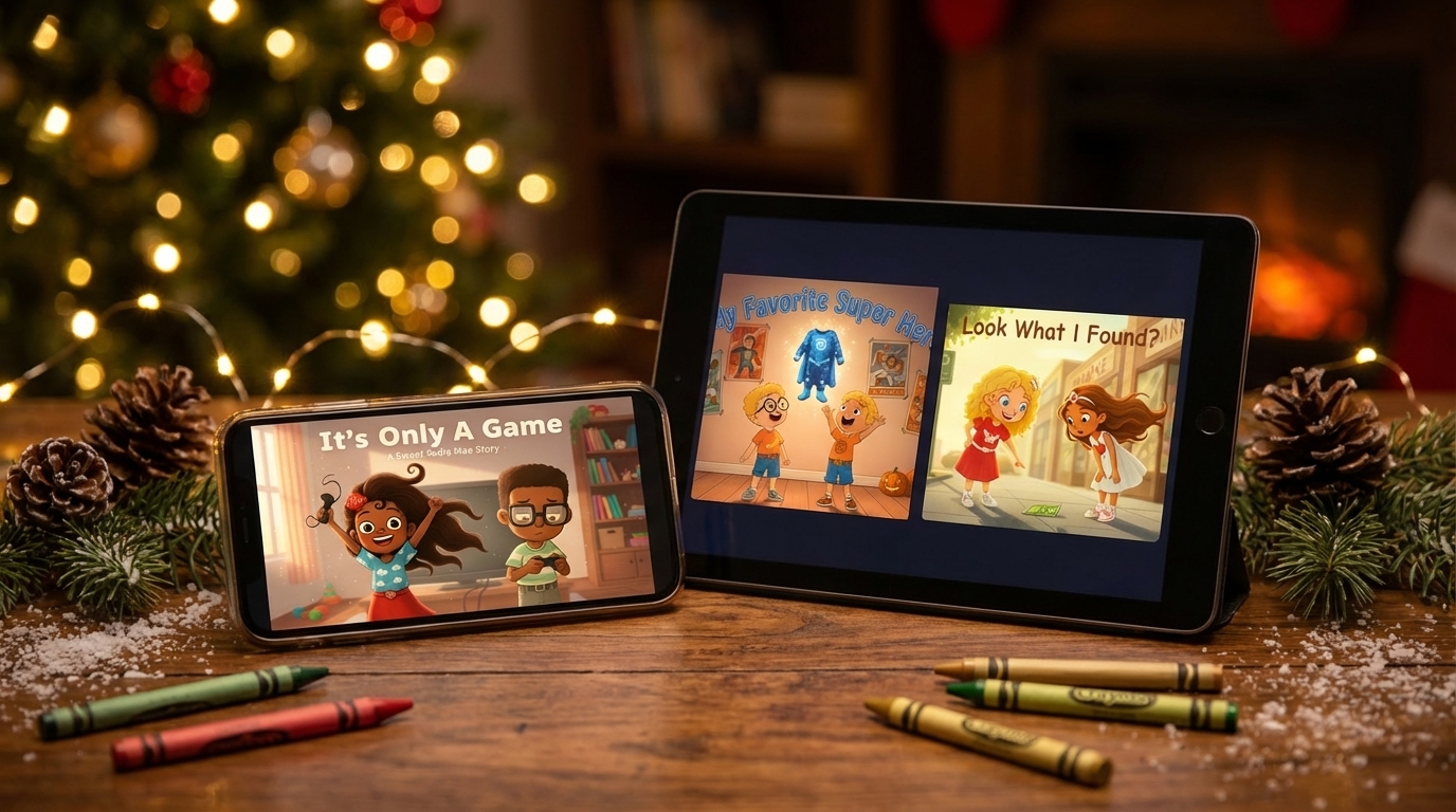 Kit 1 image: digital story thumbnails on a phone and tablet